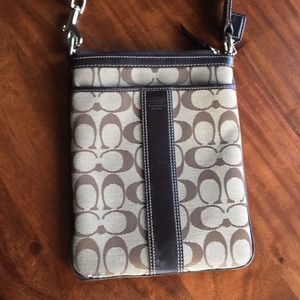 Coach brown canvas cross body